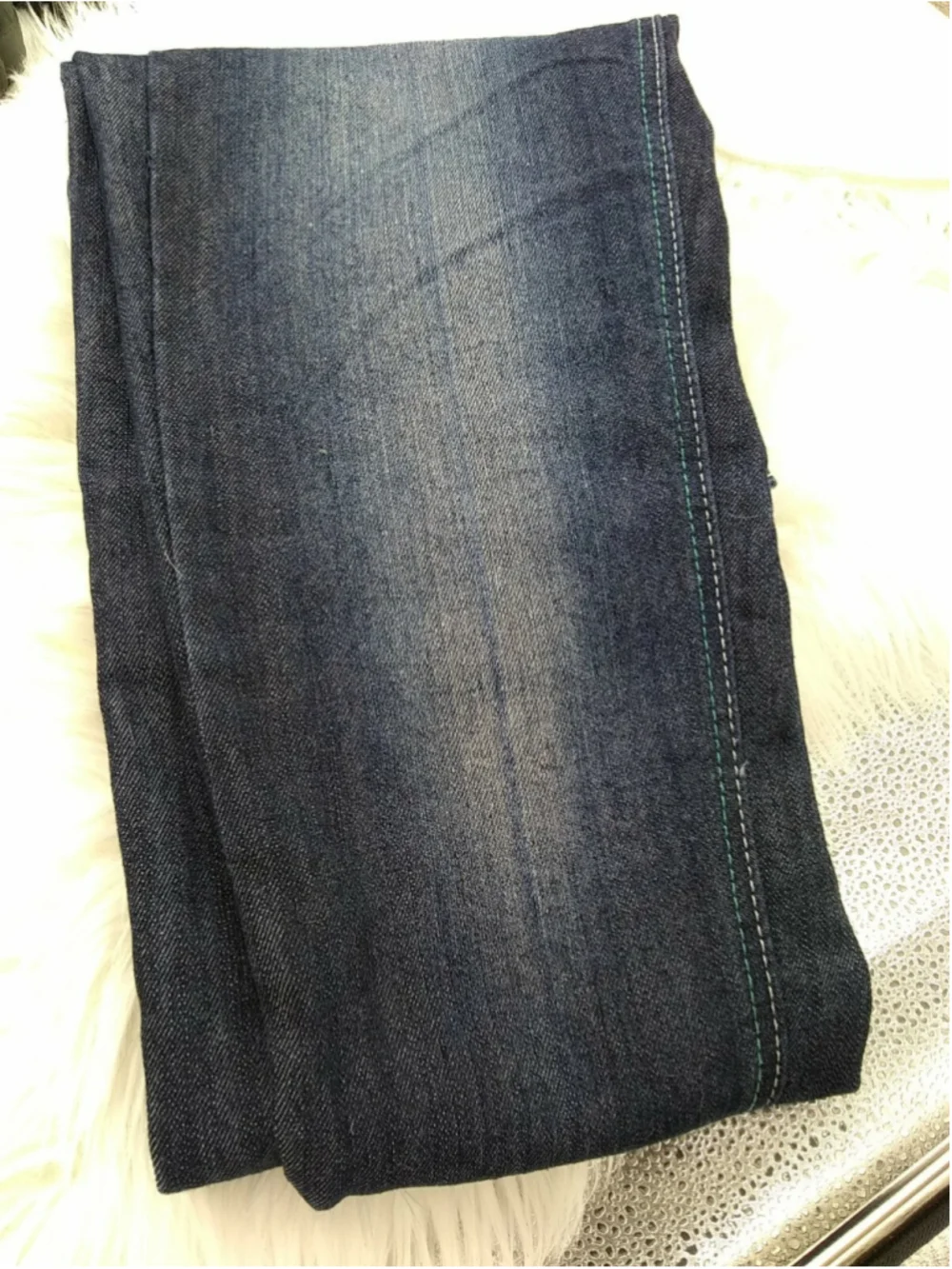 OLD SKOOL Womens Juniors Denim Jeans SIZE 15 Embellished Teal & Gray Stitching - Picture 9 of 12
